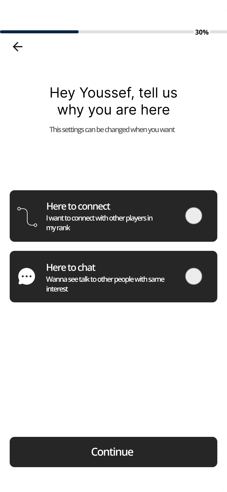 Chat Option Screen