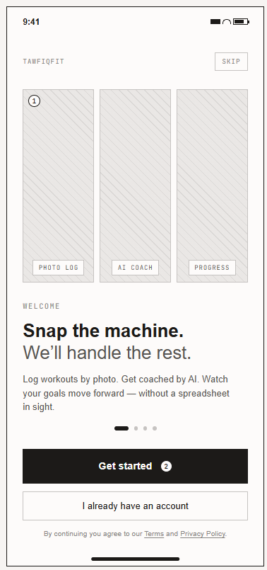 Wireframe: Onboarding splash