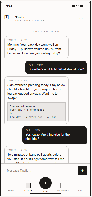Wireframe: Coach chat
