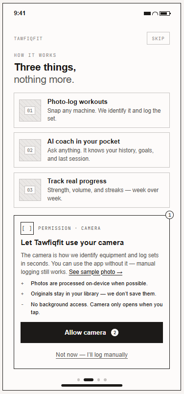 Old onboarding 2 — camera permission request