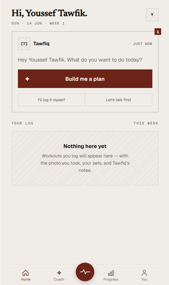 Built: Home screen