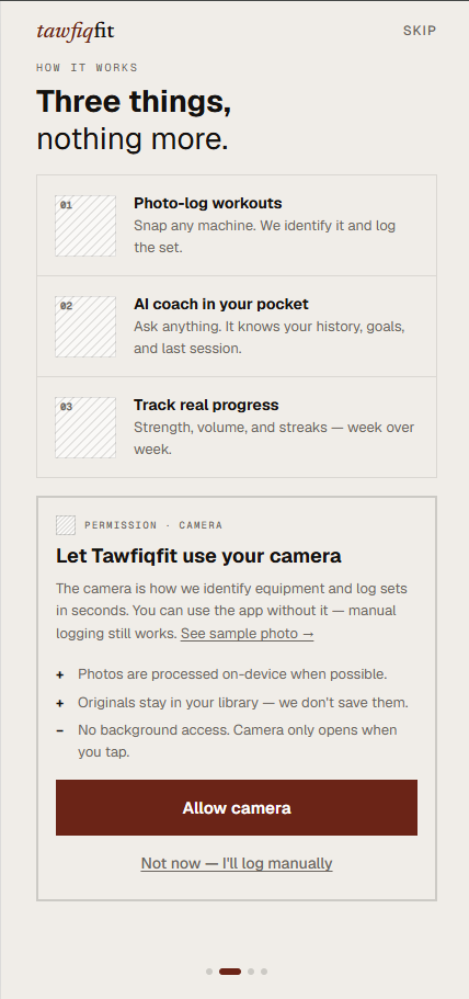 Old onboarding 2 — camera permission request