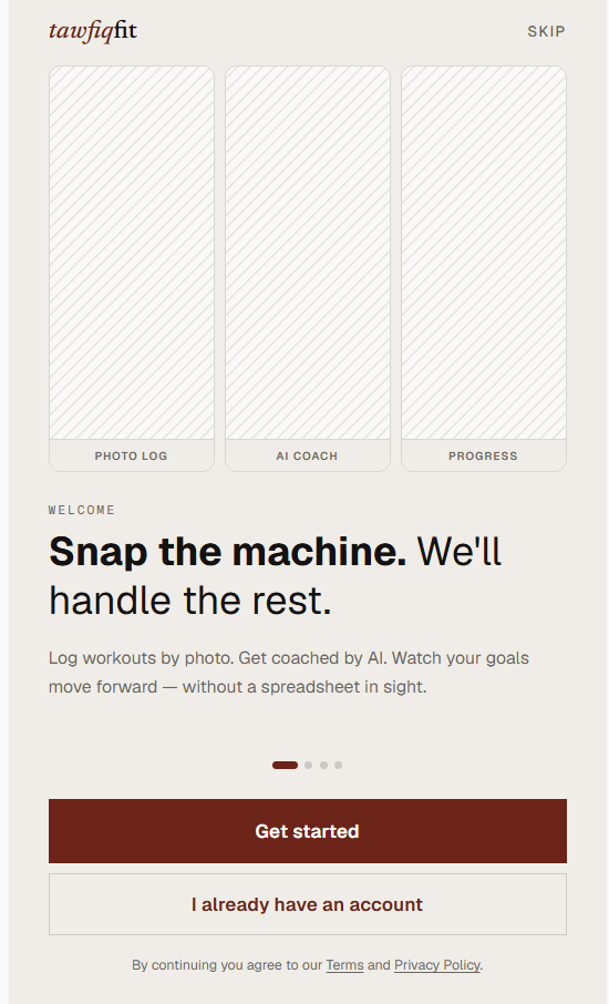 Built: Welcome screen