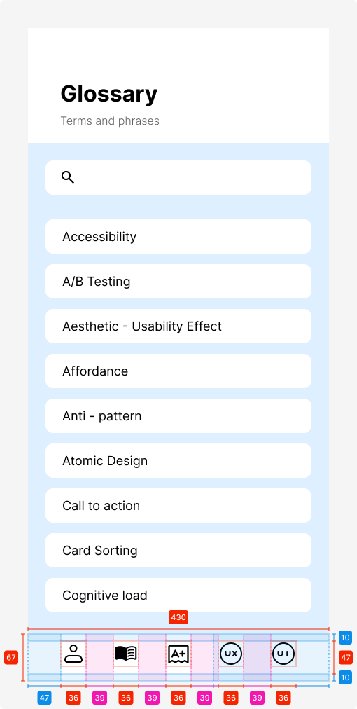 UX Toast app screen showing design interface