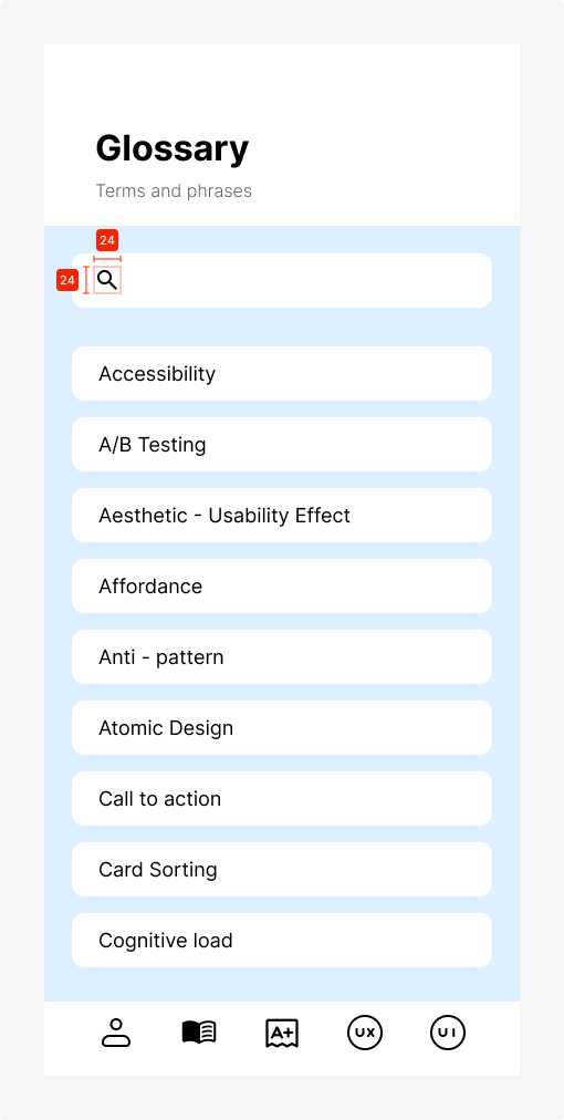 UX Toast app screen showing design interface