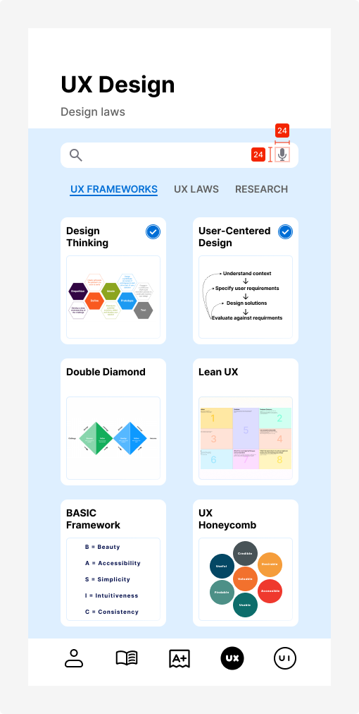 UX Toast app screen showing design interface